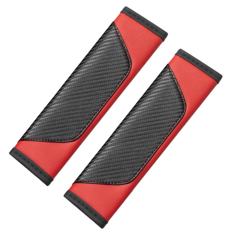 2Pcs Carbon Fiber Pattern Car Seat Belt Cover with Sponge Filling, Universal Synthetic Leather Shoulder Pad Protective Sleeve