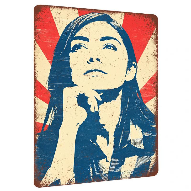 

Vintage Style Woman Contemplative Iron Painting Home Living Room Wall Decor Creative Art Hanging Ornament 20x30cm（7.8x11.8inch）