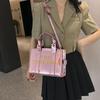 Summer new letter printing contrasting color pu glossy large capacity women's tote bag women's shoulder messenger bag