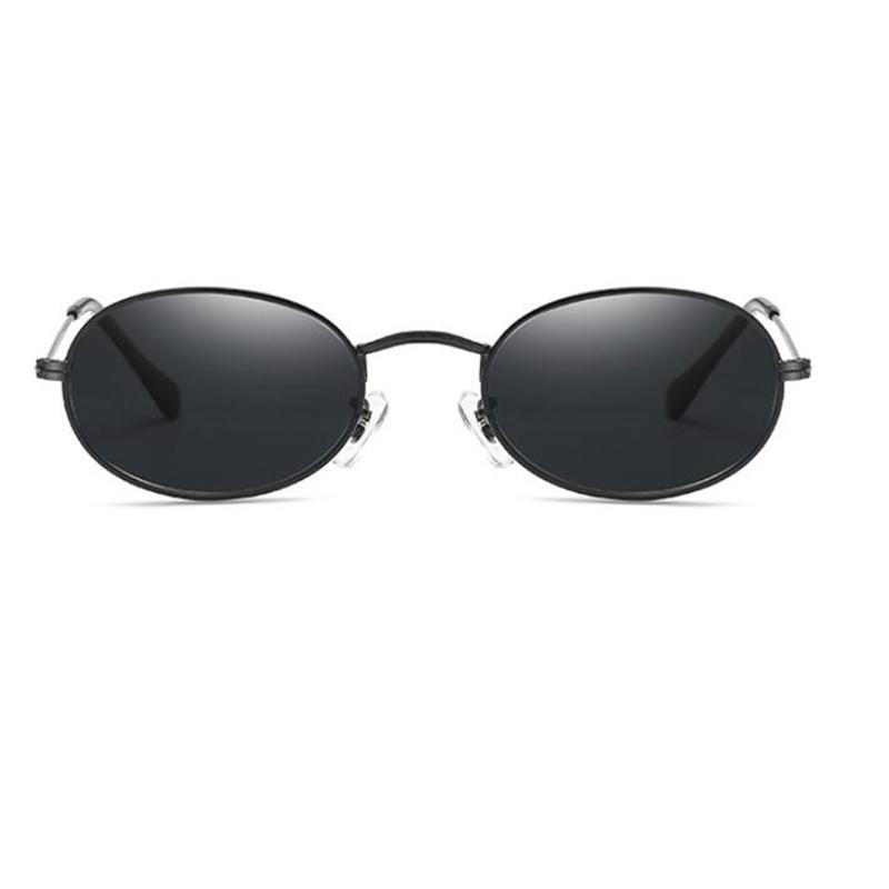 Sunglasses Eyewear Woman Small Ladies High End Mirror Oval Sun Jet Alloy UV400 Black Shades Premium Silver Glasses Women's