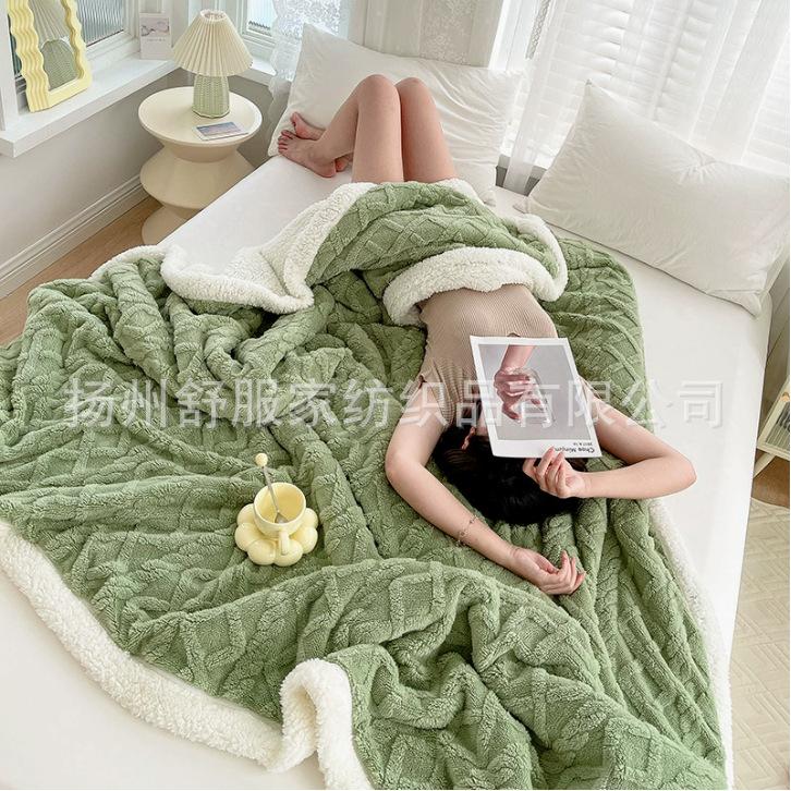 Autumn and Winter Popular Lamb Wool Blankets, Double-sided Thickened Coral Fleece Blankets, Office Nap Blankets