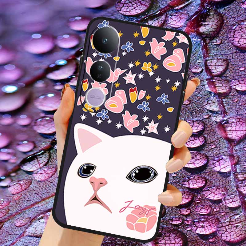 Case For Vivo V50 Lite Soft 3D Flower Relief Emboss Silicone Covers for Vivo V 50 Lite 4G 5G V50Lite Soft Capa Protective Casing