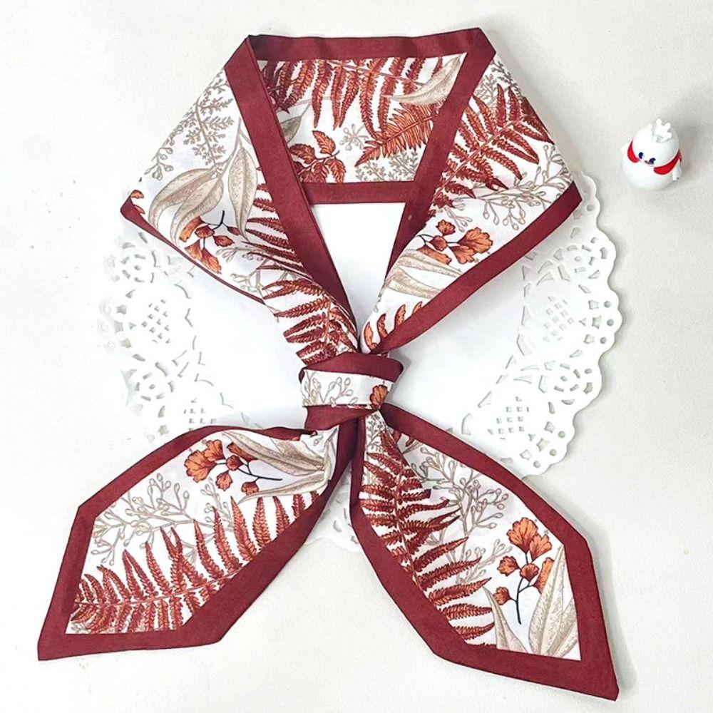 dacron Mid-Autumn Festival gift box scarf Headband Floral Skinny Scarf  Gift Packed
