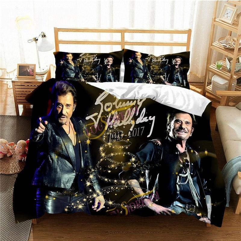Francia Cantante Rock J-Johnny H-Hallyday Set Biancheria da Letto Singolo Twin Full Queen King Size Set Letto Adulto Bambino Camera da Letto Set Copripiumino