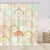 Mermaid Scale Shower Curtain Cartoon Mermaids Kids Bathroom Decoration Sparkling (No Sequin) Polyester Bath Curtain With Hooks