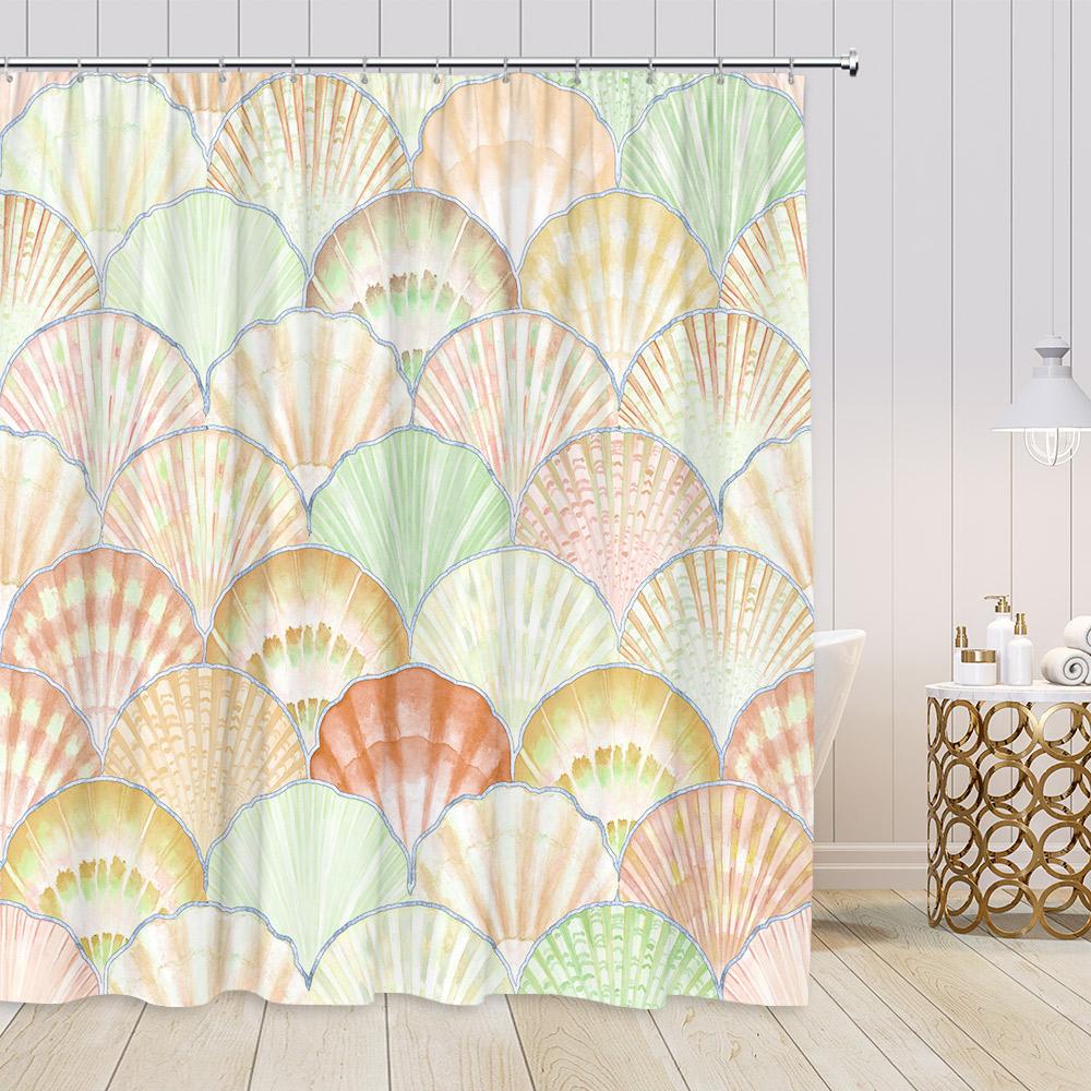 Mermaid Scale Shower Curtain Cartoon Mermaids Kids Bathroom Decoration Sparkling (No Sequin) Polyester Bath Curtain With Hooks
