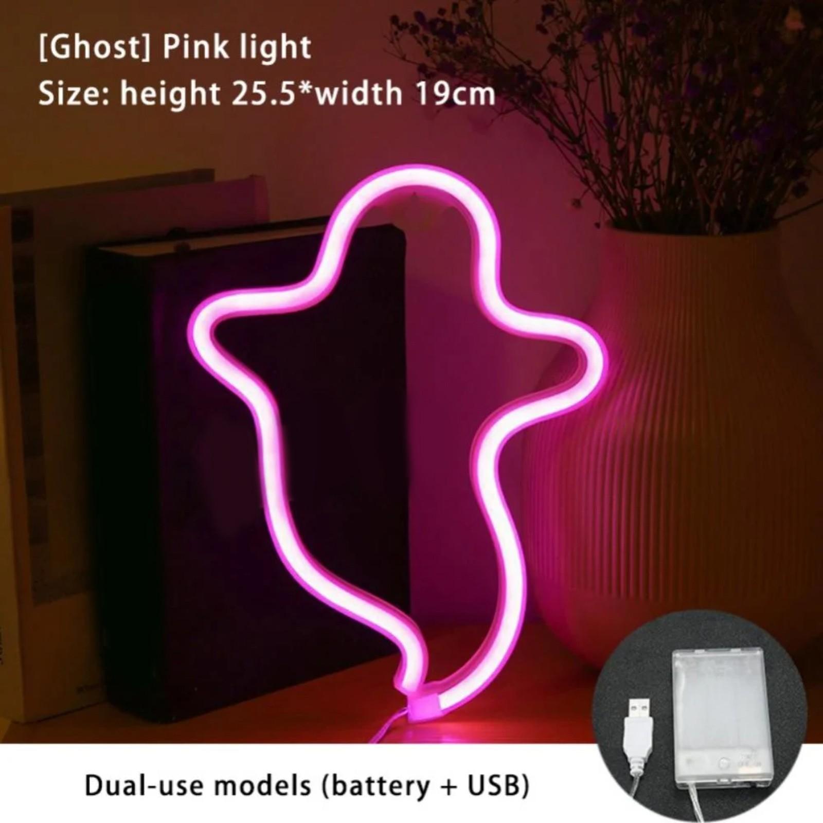 

Хэллоуин светодиодный неоновый световой знак для декора стены в форме лампы с питанием от Tery или USB для вечеринки на Хэллоуин, бара, декора комнаты One Size розовый