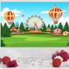 (Party banner) 1 piece  Birthday celebration decoration  Playground birthday party backdrop  Carousel  Flower car