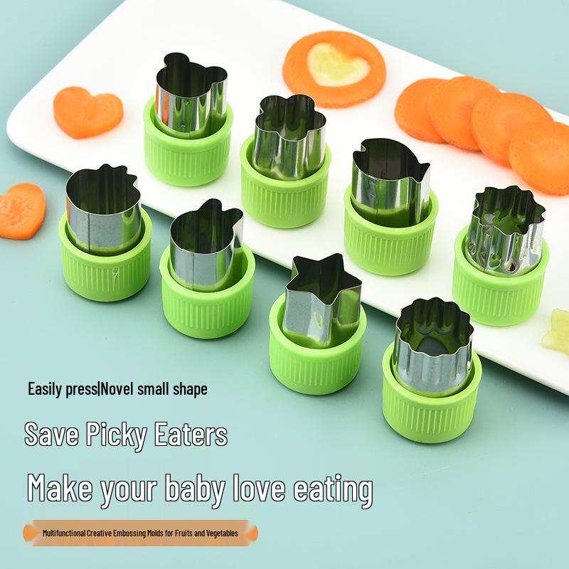 Stainless Steel Farfalle, Vegetable, Fruit, and Sausage Cutter & Cookie Wonton Stamp for Baby Food