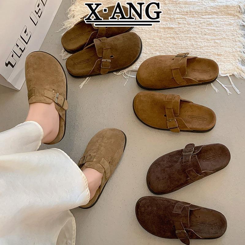 Cow Velvet Super Soft Bottom Women's Shoes Autumn New Wear Bag Head Half Slippers One Pedal Single Shoes