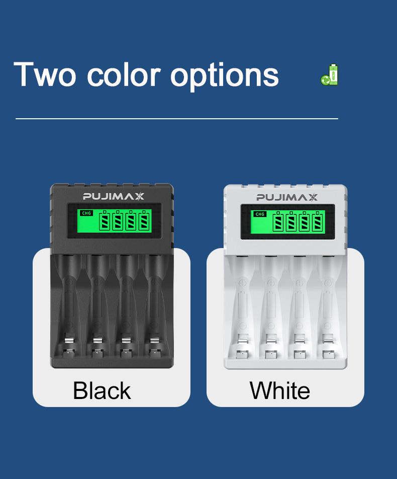 PUJIMAX LCD Intelligent Display Charger PJ-LCD005 for 1-4 AA/AAA Ni-MH/Ni-CD Batteries