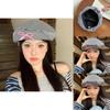 Elegant Korean Style Plaid Bowknot Cloud Beret Hat For Women And Men Spring Fashion