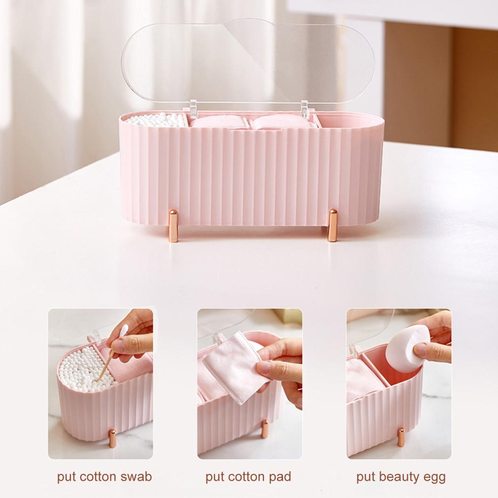 Dust-proof Makeup Organizer Desktop Cosmetics Storage Box Cotton Pads Swabs Beauty Egg Holder Bathroom Jewelry Organizer
