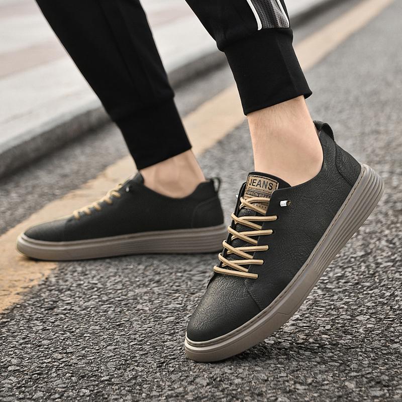 Klasické pánské prodyšné tenisky Pravá kůže Pánská ležérní obuv Univerzální šněrovací Pánská vycházková obuv Pánská protiskluzová obuv