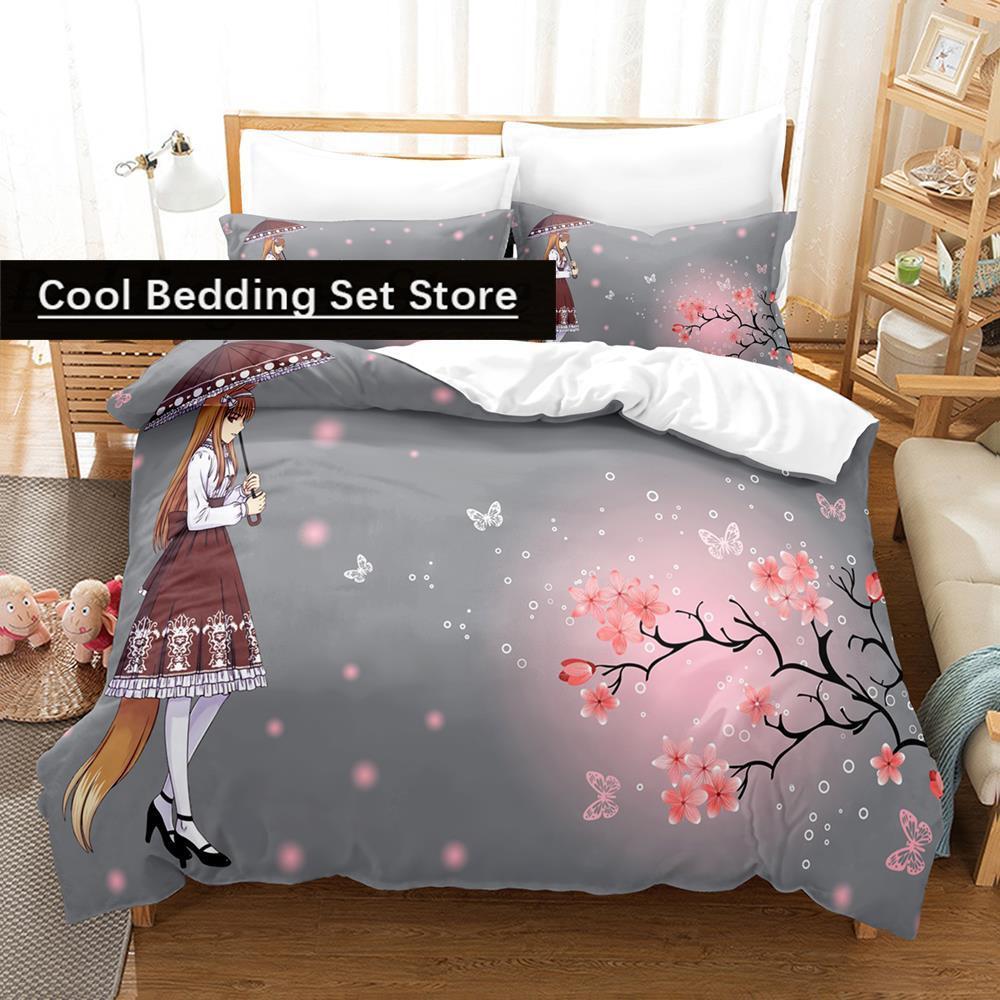 Spice and Wolf Bedding Set Single Twin Full Queen King Size Bed Set Aldult Kid Bedroom Duvetcover Sets 3D Print Anime