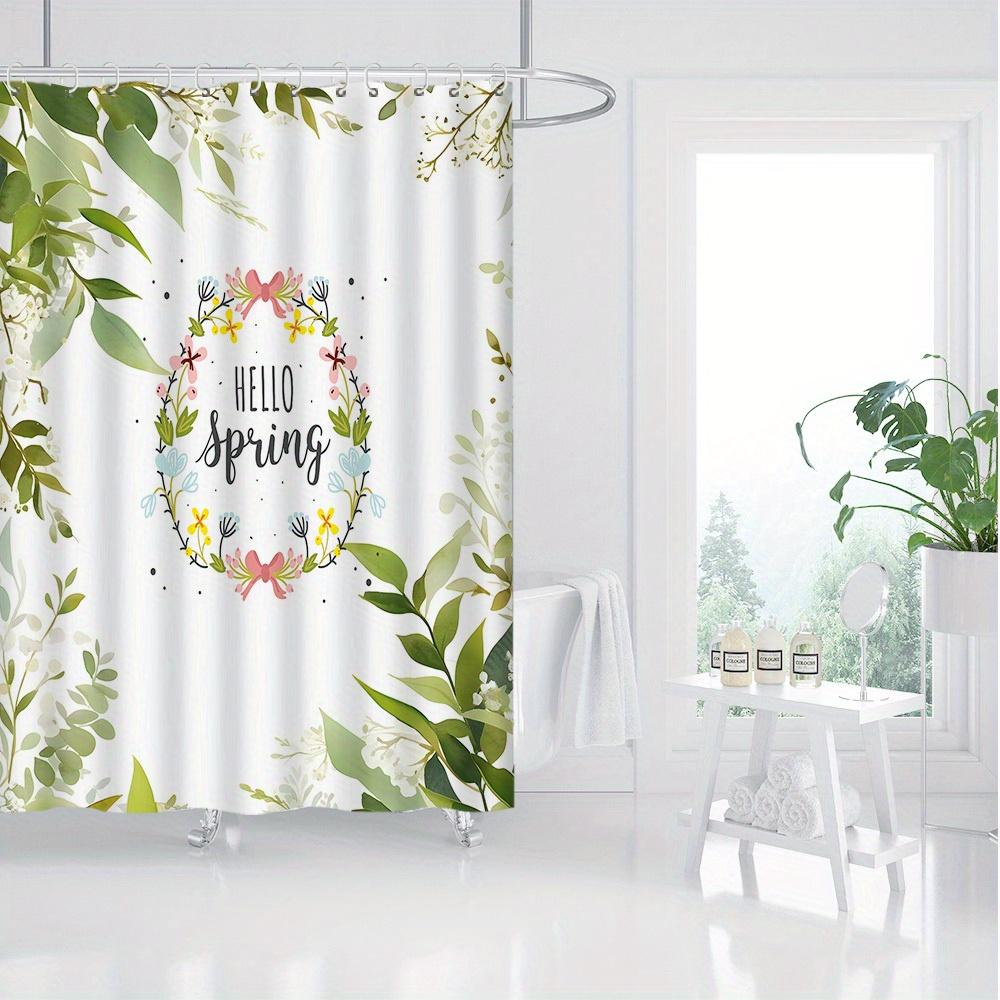 

Nature Scenery Shower Curtain - Spring Theme, Green Leaf, Waterproof, Polyester, Bath Decor, 1pc W90XH180cm