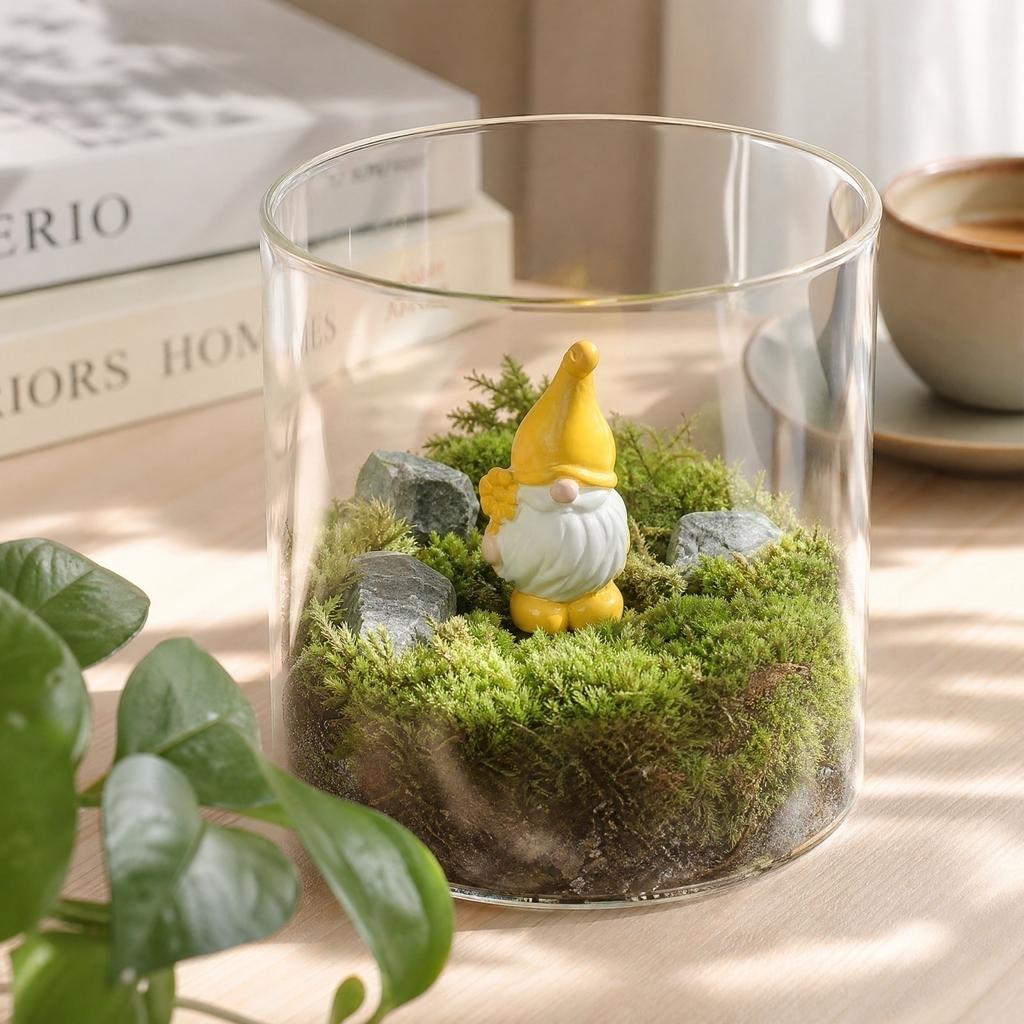 Gartenzwerg Figur - Gelber Zwerg für Gartenterrarium Dekoration