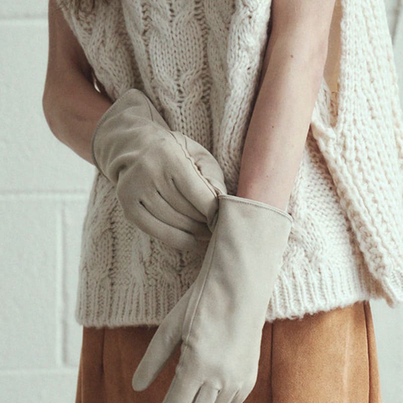 Marchen Women's Real Suede Gloves (long Ver.)