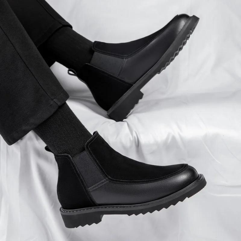 Genuine Leather Men's Boots Winter British Style Mens Chelsea Boots Comfortable Wear-resistant Warm Male Boots Botas Para Hombre