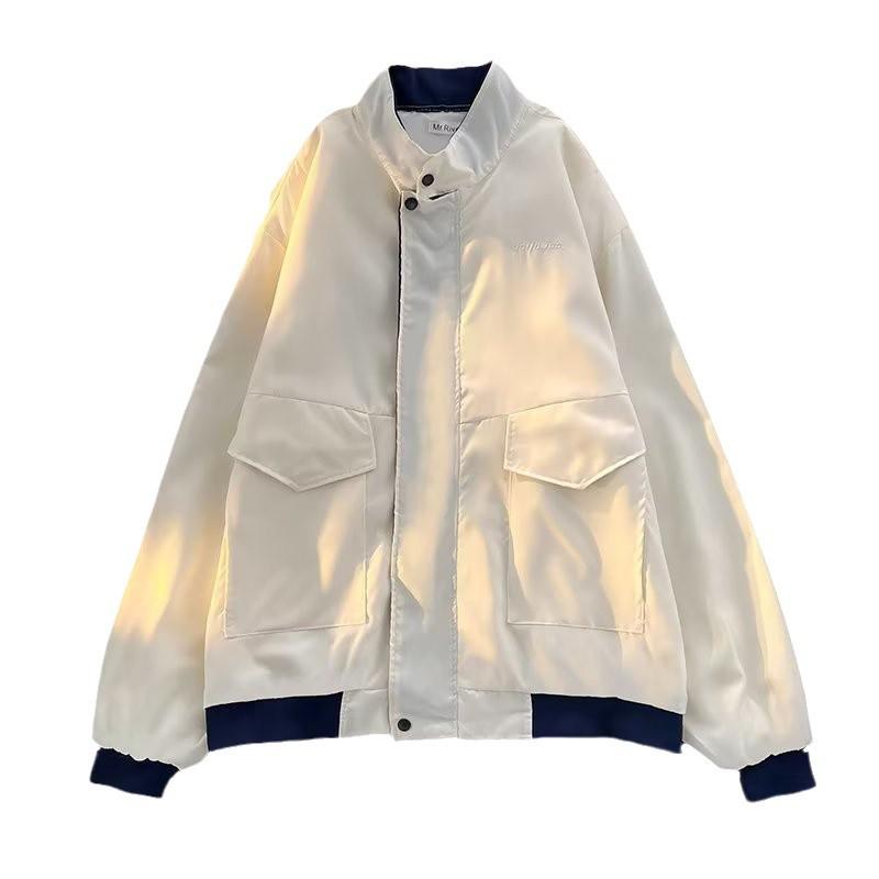 Unisex Trendy Casual Windbreaker: Solid Color Stand Collar Jacket for Sports & Mountaineering (Spring & Autumn)