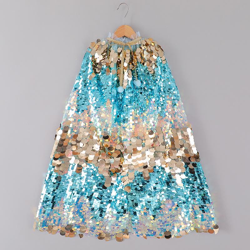 Girls' Mermaid Sequin Shawl - Elsa Princess Cloak