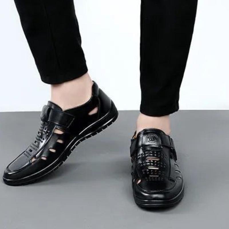 Hohle Herrenschuhe Sommer Herrenschuh Weiche Sohle Strandschuhe Leder Herren Business Lederschuhe Atmungsaktiv Tenis De Hombre