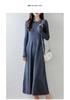Women's Long Sleeve Knee-Length Pure Wool Slimming Dress