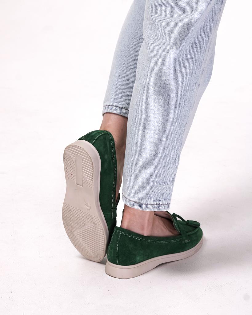 Kadın Loafer Ayakkabı Krula 5033 36 yeşil süet