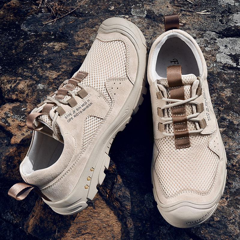 Sapatos casuais de malha respirável masculinos, mocassins confortáveis para atividades ao ar livre, sapatos baixos para homens