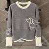 Cartoon Puppy Academic Style Wool Pullover - Women's Autumn/Winter Round Neck Short Sweater
