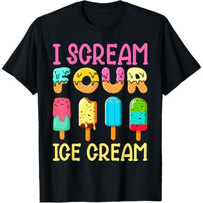 Kids I Scream Four Ice Cream Girls 4th Birthday T-Shirt