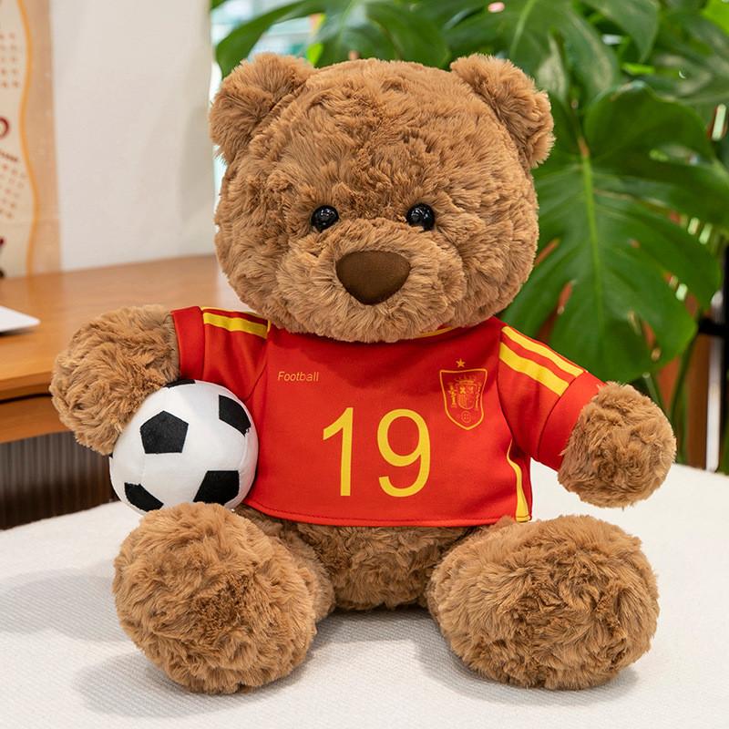 Cute Teddy Bear Hugging Flower Soccer Reading Cartoon Plush Toy For Kids Gift