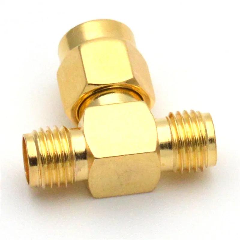 5/20 Stück SMA Stecker Vergoldet 3-Wege T-Typ Adapteranschluss SMA Stecker auf Dual 2 SMA Buchse
