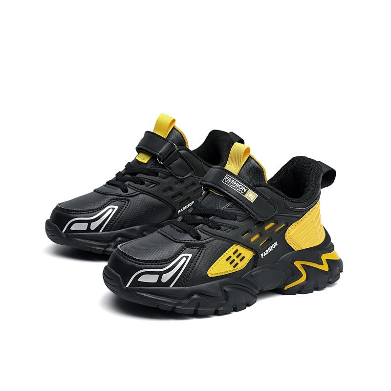 2025 New Kids Sneakers Black Kids Casual Shoes Fashion PU Leather Running Sports Comfortable Shoes for Boy