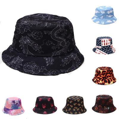 Batik-Fischerhut mit Schmetterling, Drache, Leopardenmuster, für Damen und Herren, Harajuku, Wolken-Kuh-Print, Sommer-Panama-Hip-Hop-Caps, Bob-Sonnenhut