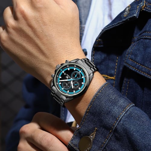 OLEVS Men's Quartz Watch, Popular, Stylish, Multi-Function Watch with Stainless Steel, Waterproof, Date Display, Analog, Fashionable, Student, Office,