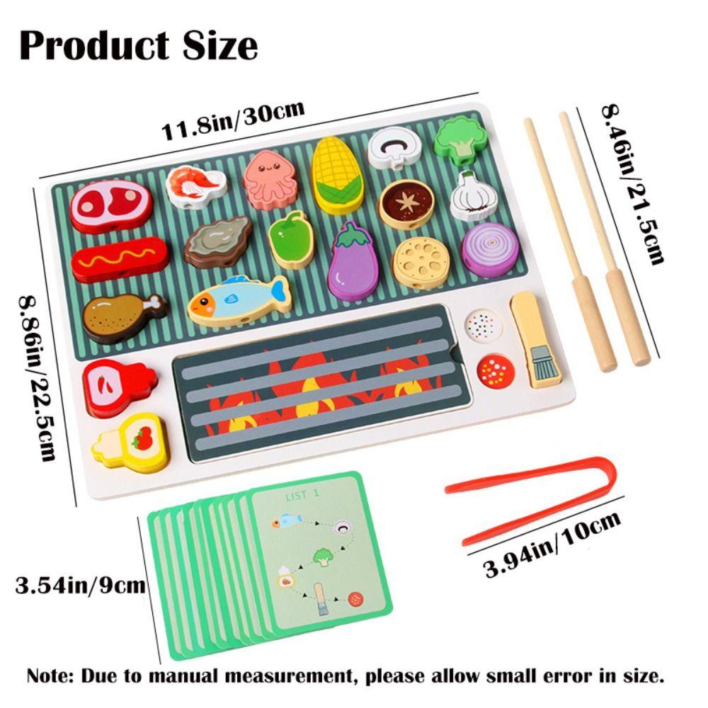 Cooking Experience Wooden Barbecue Toy Simulation Food Pretend Play Set  Play House