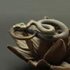 3pcs Antique Brass Snake Tea Pet Ornament Small Copper Desk Decor Chinese Brass Craft Decoration.
