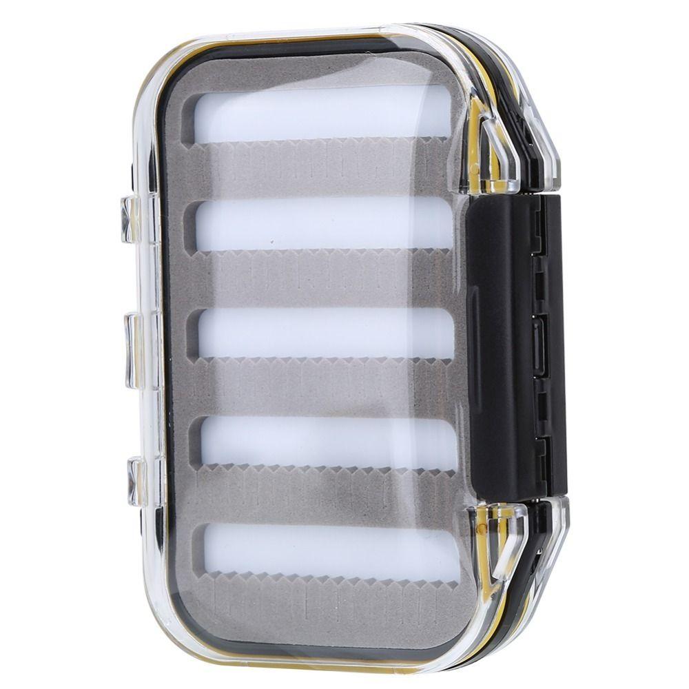 Double Side Fly Fishing Baits Box Plastic Foam Padded Lures Holder Case Waterproof Clear Lid Fly Lure Box Fishing Accessory