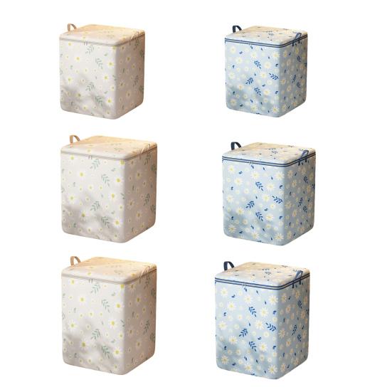 Floral Comforter Storage Bag Large Capacity Dust-proof Zippered Bag with Carry Handles Foldable Space Saver Organizer