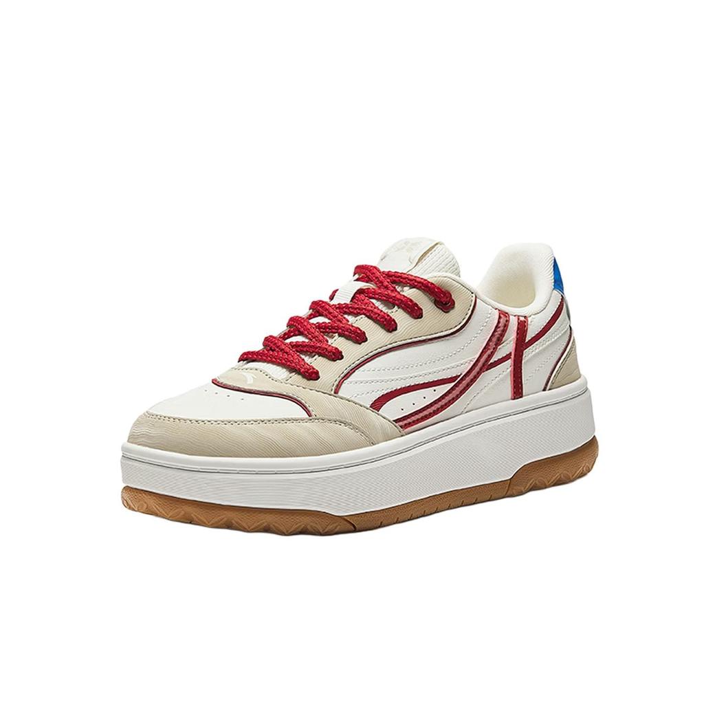 Anta Sunny Breeze Cushioning Abrasion Resistant Low top Skateboard Shoes Women's Beige White Red 122638035-2