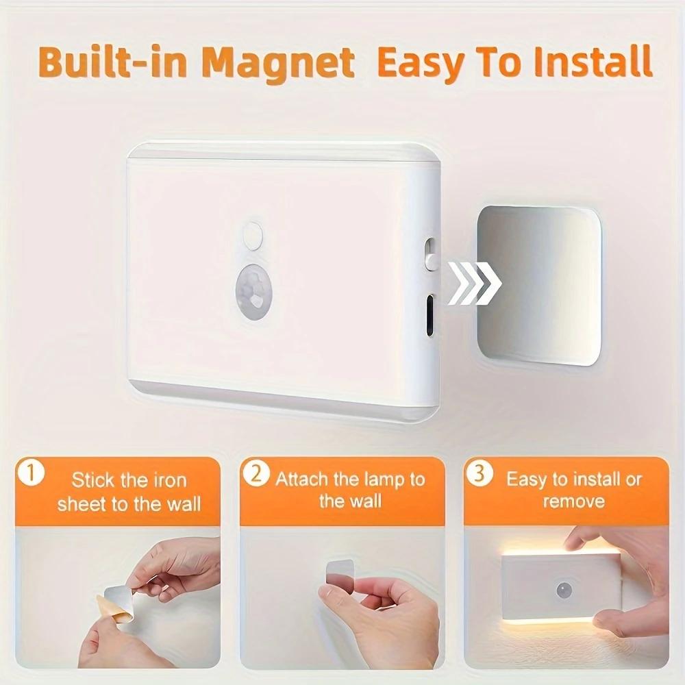 RGB LED Motion Sensor Light USB Rechargeable Wall-Mounted Night Light for Holiday Decorations, Motion Sensor Light Indoor