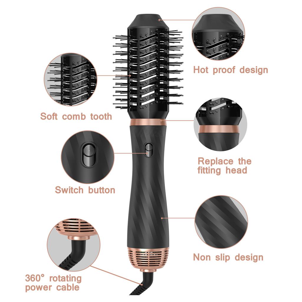 6 In 1 Multi Styler Hot Air Brush Hair Straightener and Curler Hot Air Comb Blower Brush Hair Styling Tool DE Warehouse Dropship
