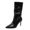 European Station Thin Heel Pointed Women's Medium Boots Autumn and Winter New Fashion Sleeve Pile Pile Women's Boots