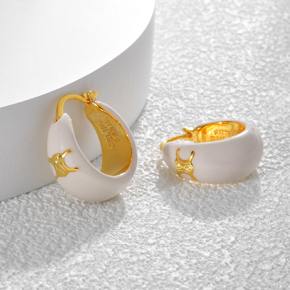 Orecchini pendenti in olio nero con arco di trionfo francese, fibbia per orecchini, placcati in rame, oro 22 carati, luce, lusso, temperamento premium, gioielli versatili per le orecchie