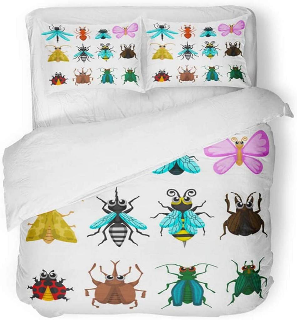 Be Quen Sized Dimensions Soft Duvet Cover Set, Bumble Bes Producing Honey By Filing Honeycombs Cels Themed Graphic Image Print, Soft Warm