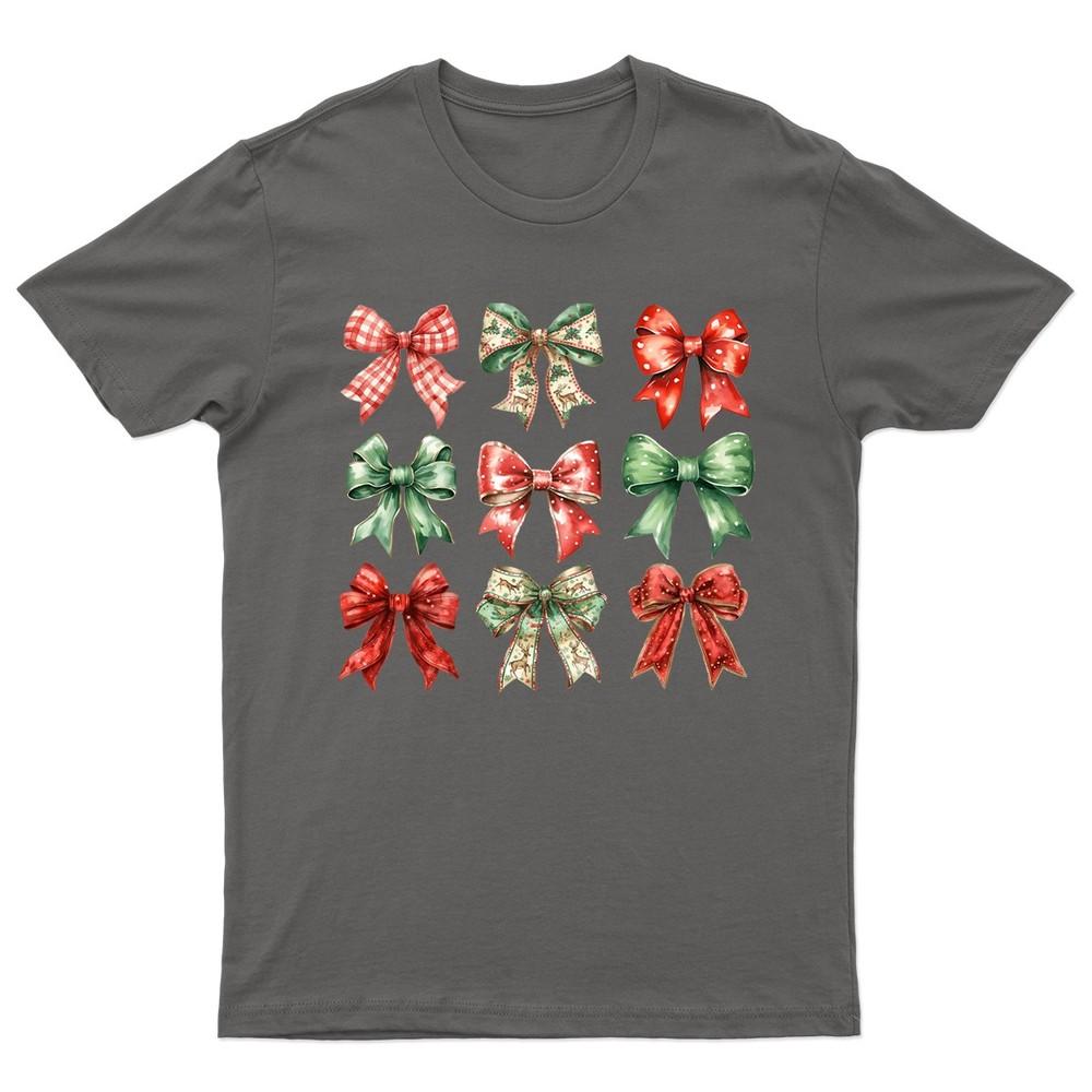 Christmas Bows Festive Holiday TShirt Unisex Gift Retro Seasonal Funny Xmas