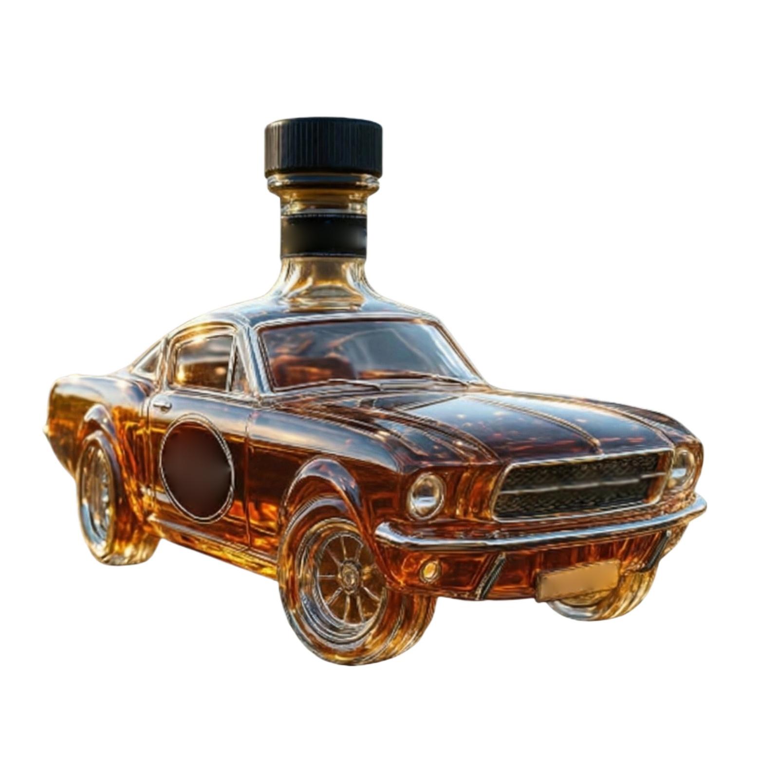 

Glass Whiskey Decanter Set Car Shape with Crown Stopper and Glass Cup Vintage Style Liquor Bottle for Home Bar Display and Gift One Size