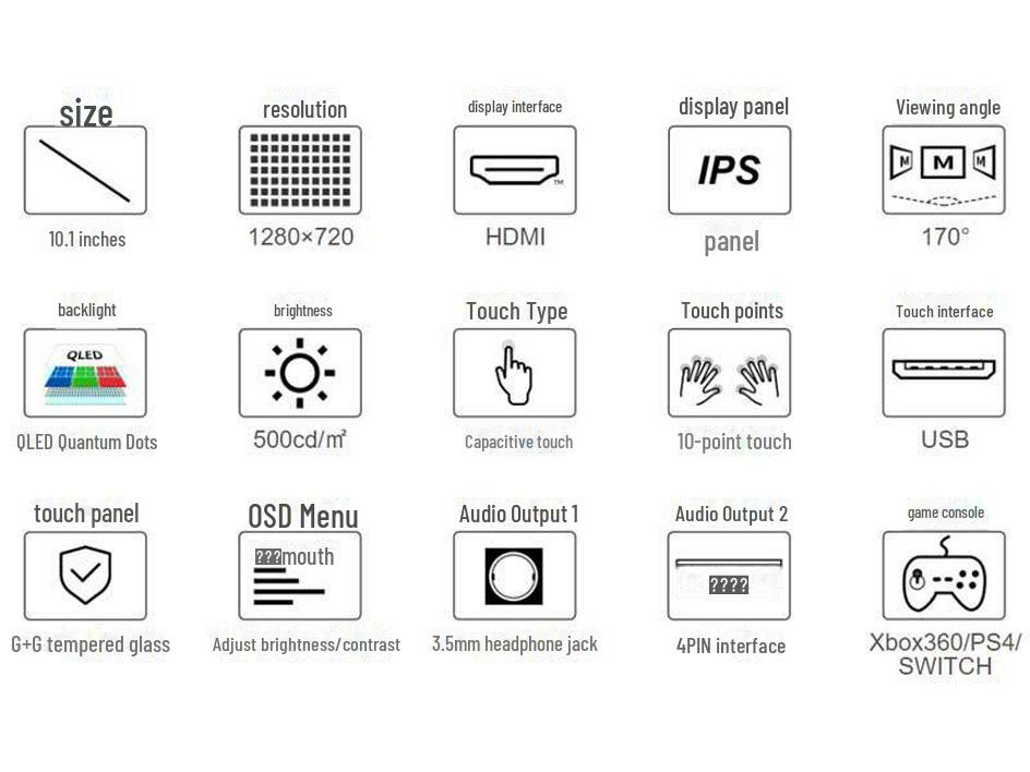 Raspberry Pi 10.1" QLED Touch Display, 1280x720, Quantum Dot, Ideal for PC & Gaming
