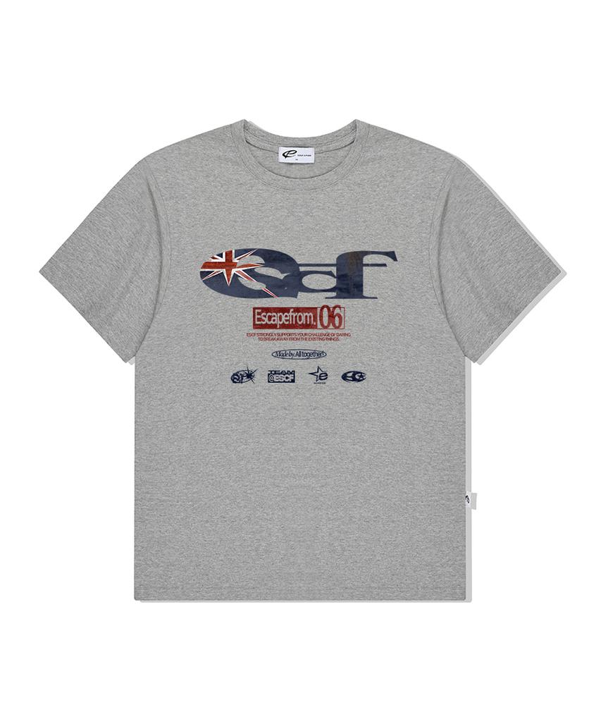 ESCAPEFROM British Vintage Escf Logo Collage Print Oversized Short Sleeve T-Shirt Black